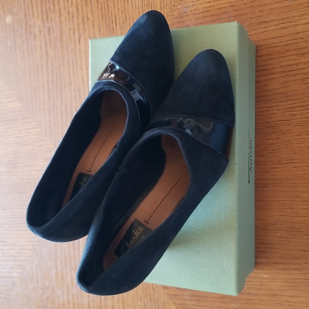 Clarks Ladies Suede and Patent Leather Heels